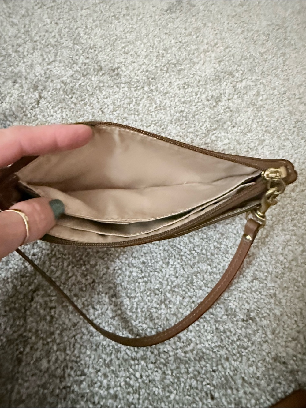 Coach Brown Signature Canvas Wristlet with Leather Strap - Picture 4 of 6